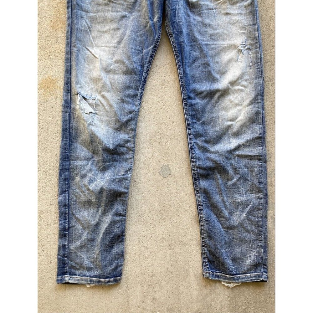 Men's DIESEL Narrot Distressed Medium Rinse Cotton Sweatpant Jeans, Size 34 - Picture 3 of 13
